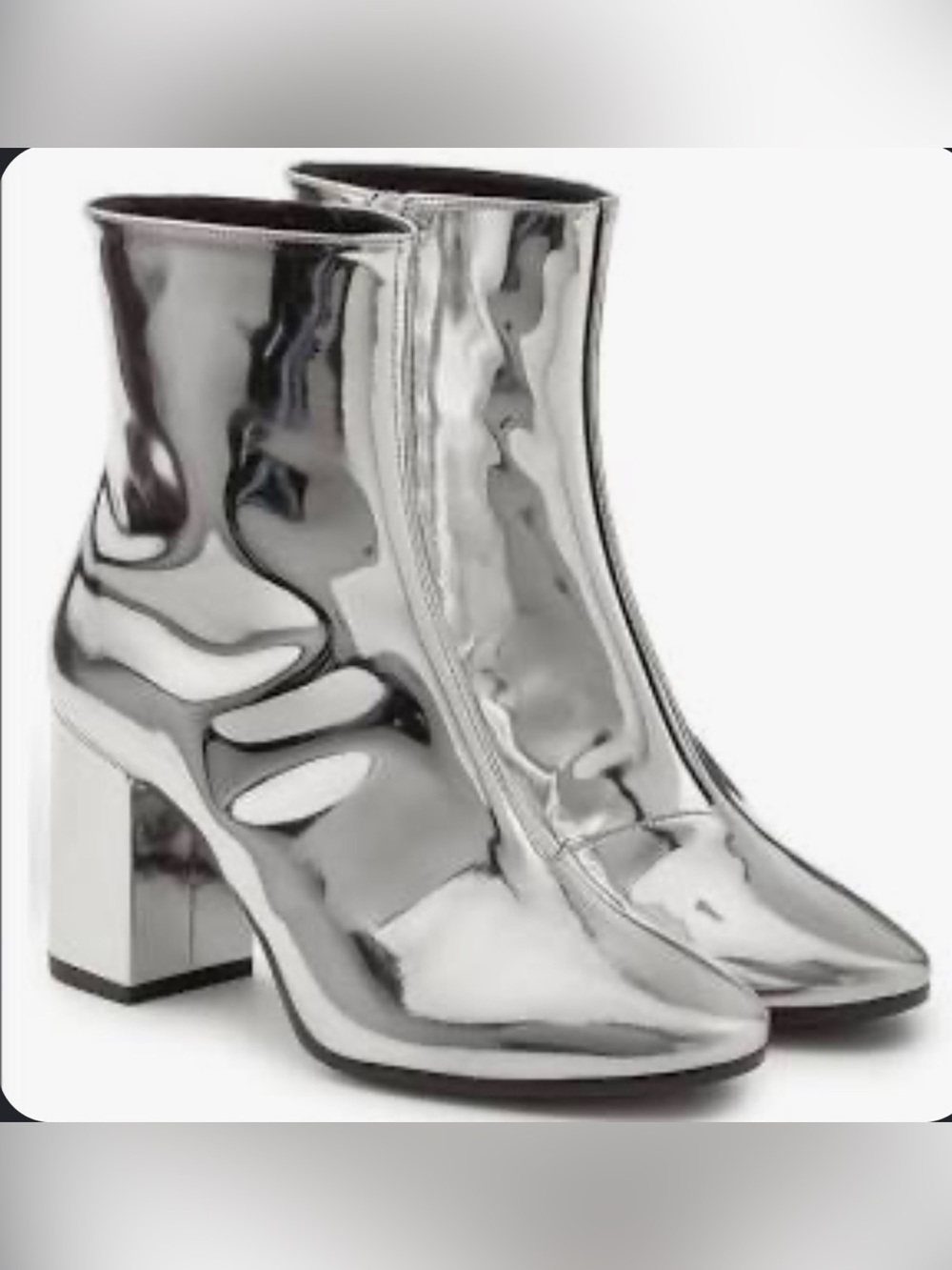 Balenciaga Women's Silver Metallic Mirror Ankle Boots NEW IN BOX NWT